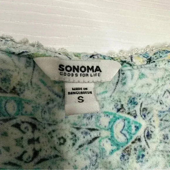 Sonoma Goods For Life Sleeveless Blouse Green Yellow / White Size Small - Picture 9 of 15